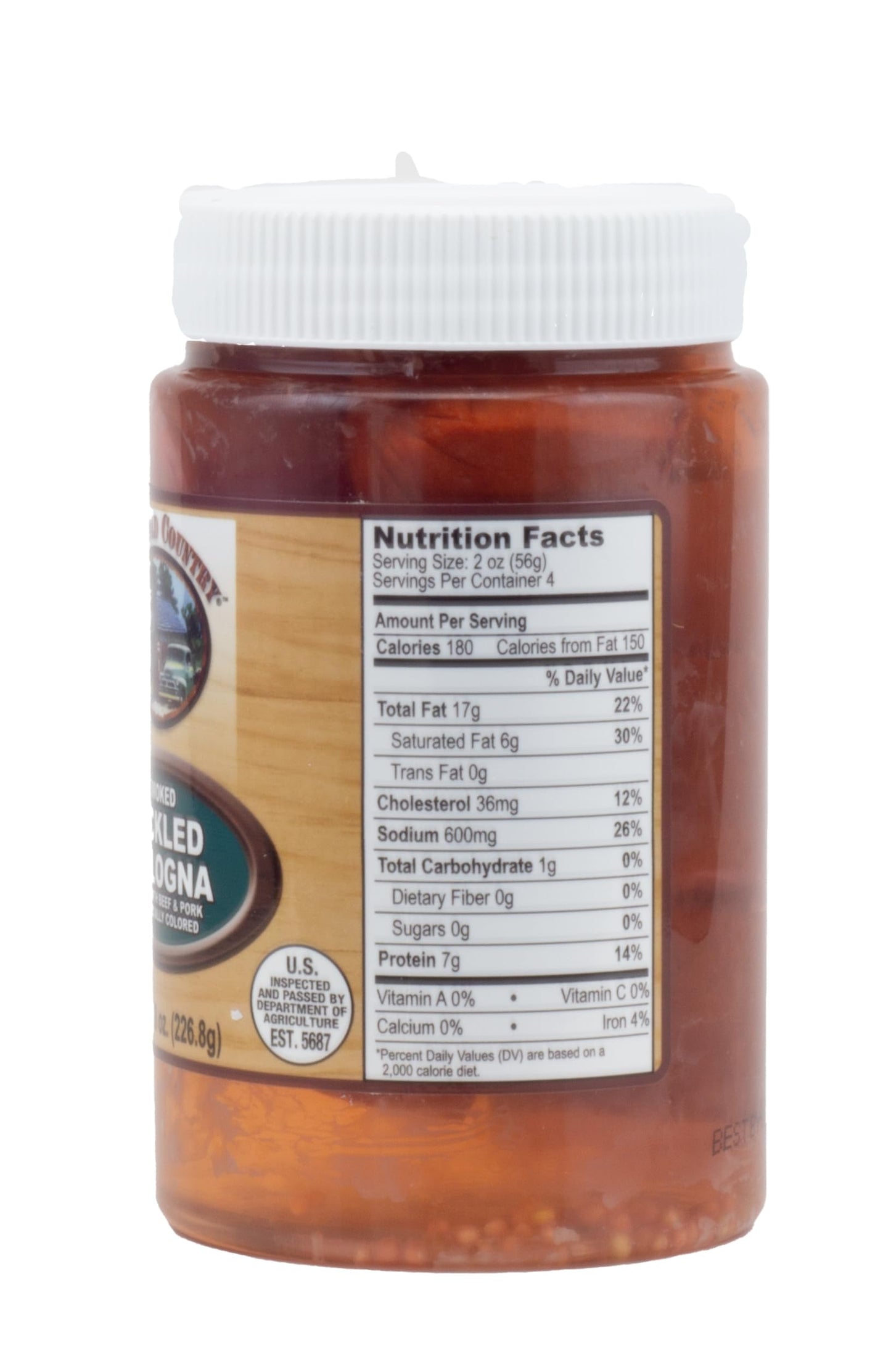 Backroad Country Smoked Pickled Bologna in Vinegar Brine, 8 OZ