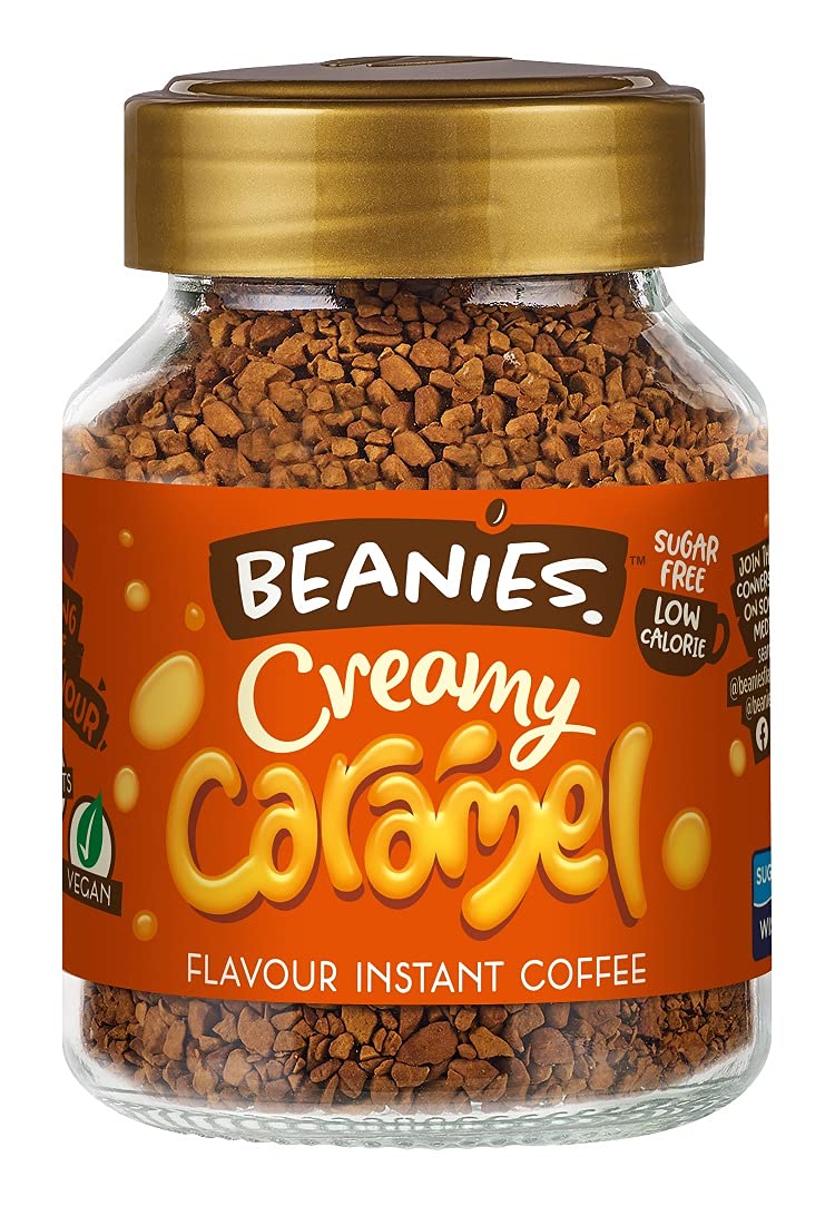 Beanies Flavour Instant Coffee - Creamy Caramel Instant Flavored Coffee - Bold & Adventurous Full-On Flavor - An Indulgent Sugar