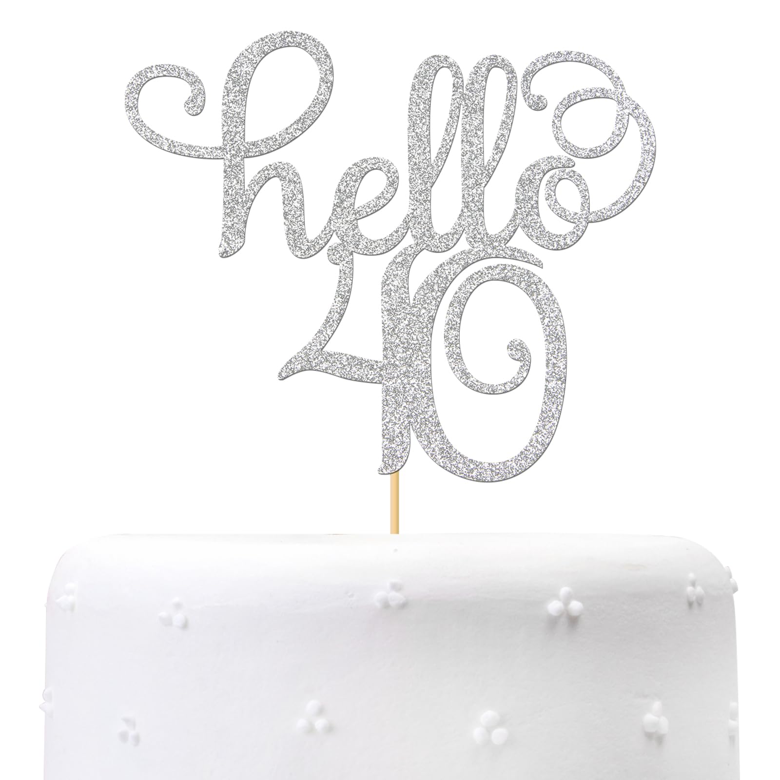 Sliver Glitter Hello 40 Cake Topper - Cheers To 40Th Years - 40 And Fabulous Cake Topper - 40Th Birthday/Wedding Anniversary Par