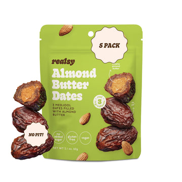 Realsy Pitted & Stuffed Medjool Dates, Organic Dates With No Sugar Added, Gluten-Free, Vegan, Good Source Of Fiber, Low Glycemic
