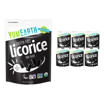 Yumearth Organic Gluten Free Black Licorice Snack Packs - Allergy Friendly, Gluten Free, Non-Gmo, Vegan, No Artificial Flavors O