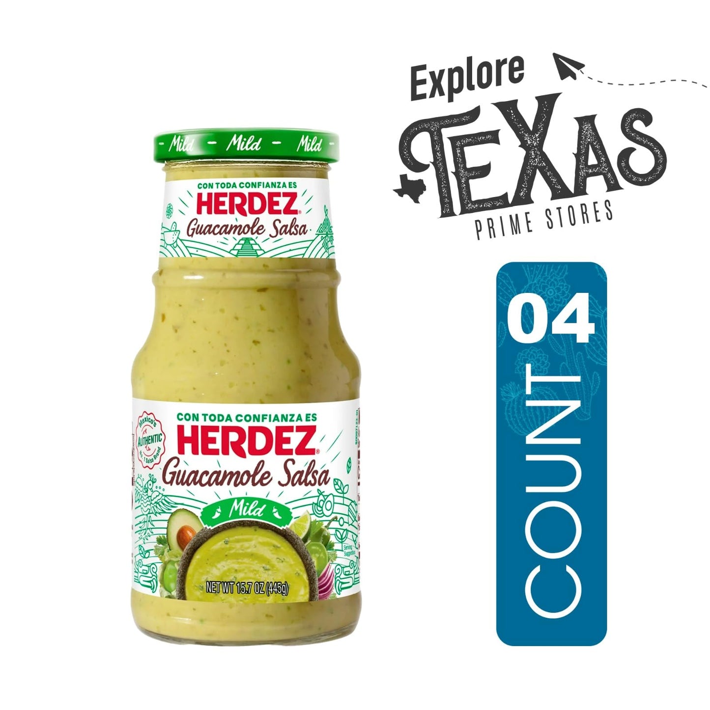 Herdez - Lavinia Essentials Bundle: 4-Pack of Salsa Guacamole Mild 16oz Glass Bottle + 1 Utility Prop