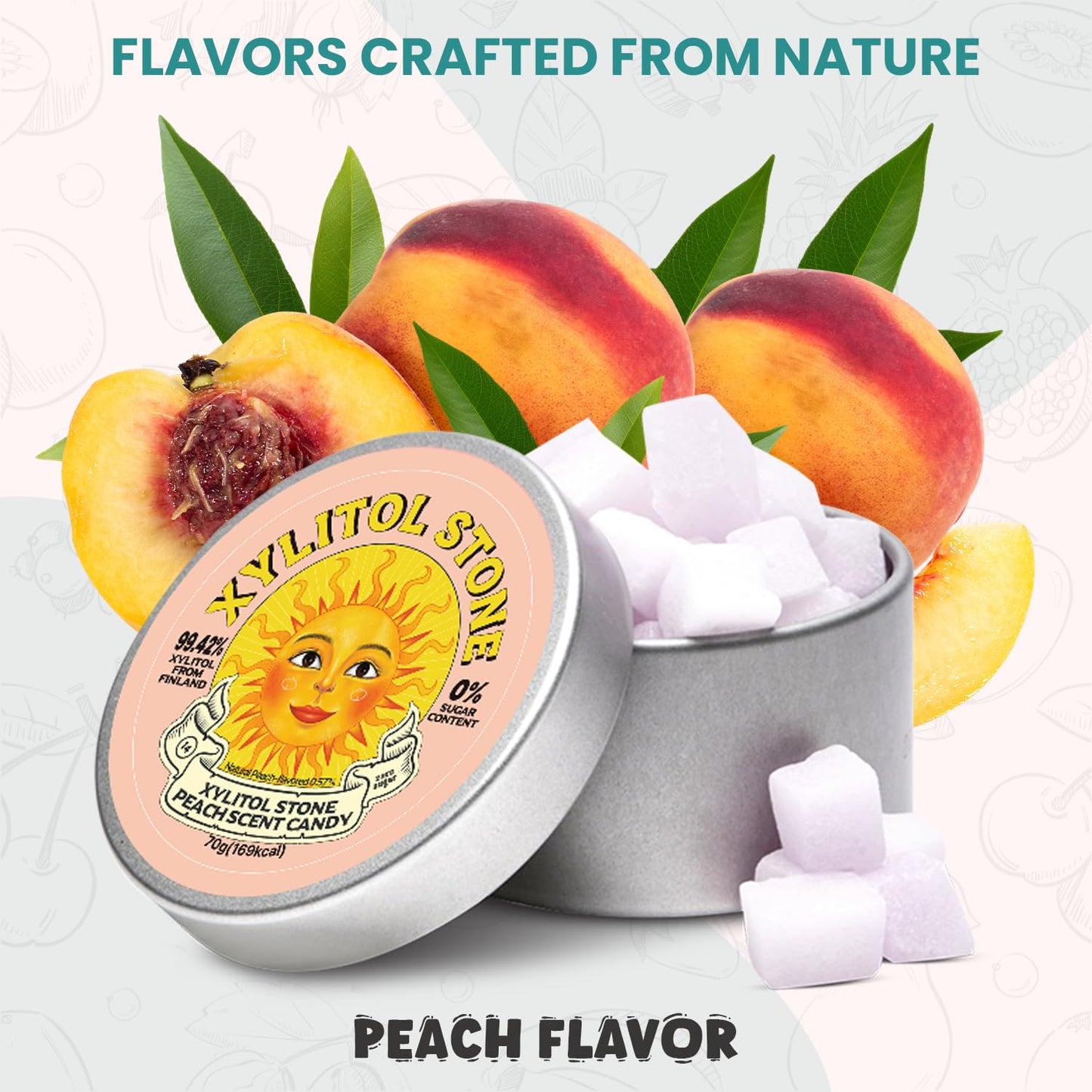 XYLITOL STONE Xylitol Candy - Vegan, Keto Friendly, Gluten Free - Peach - 2 Pack