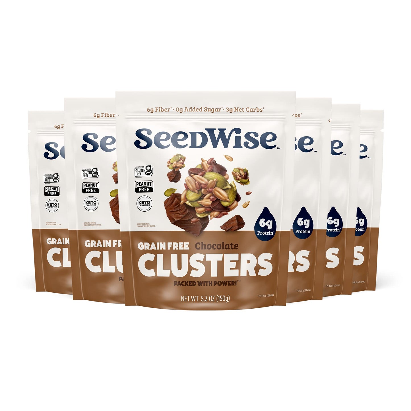 Ozery Bakery Super Seed Crunch Clusters, Chocolate, Plant Based, Vegan, Keto Snack, 5.3 Ounce (Pack of 6)