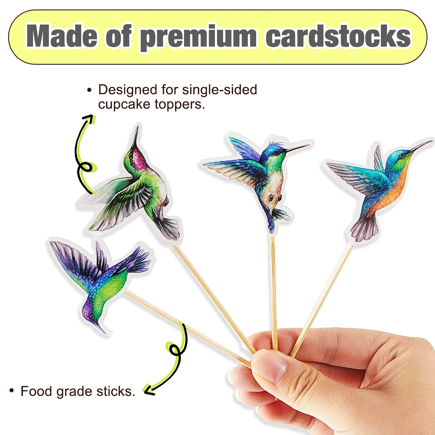 40 Pieces Hummingbird Cake Cupcake Toppers Bird Cupcake Topper Decoration Wafer Hummingbird Cake Bird Decor By Wafer Paper For Spring Wedding Birthday Celebrating Party Events, 4 Styles
