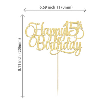 1 Pack Happy 15Th Birthday Cake Topper Glitter Number 15 Fifteen Years Old Birthday Cake Pick Decoration For 15Th Birthday Celeb