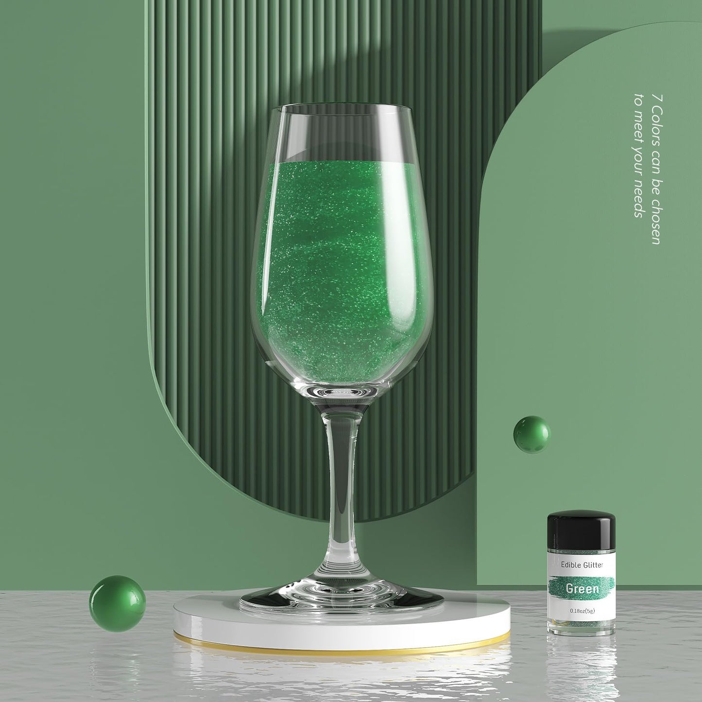 Jelife Green Edible Glitter Dust For Drinks - 5 Grams Food Grade Luster Glitter Dust, Sprinkle On Sparkle Edible Food Glitter Fo