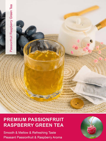 Teelux Passionfruit Raspberry Green Tea, Passion Fruit & Raspberry Flavored Green Tea, Aromatic & Refreshing, 100 Count