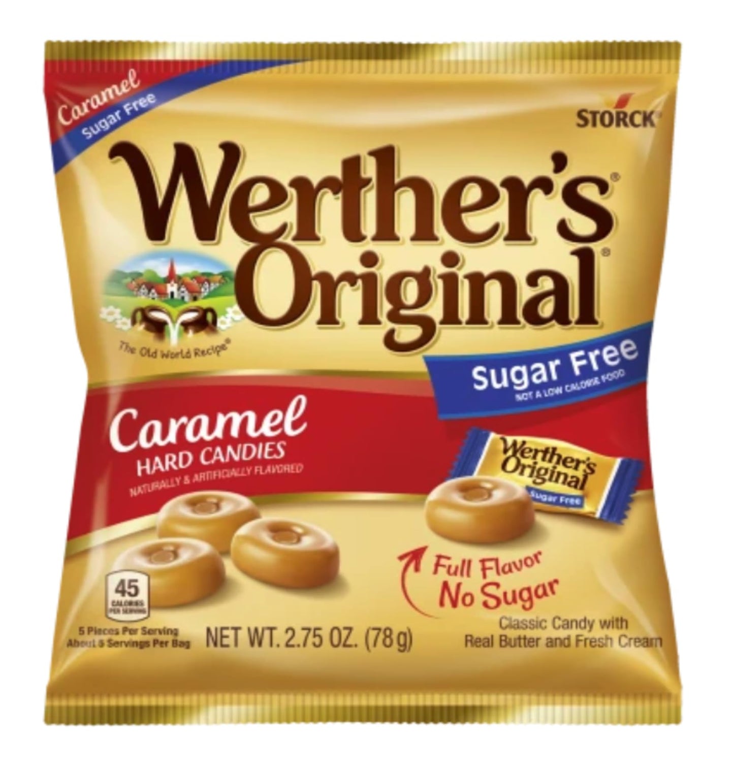 Werthers Original Sugar Free Variety Pack of 4 - One Bag of Each Flavor - Hard Caramels  Caramel Coffee  Caramel Chocolate  and Chewy Caramels