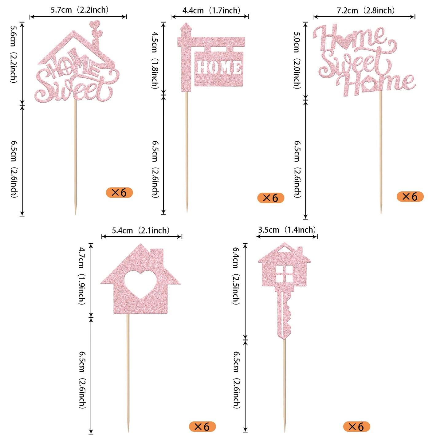 Rssta i Cupcake Toppers 30 Pack Pink Glitter Housewarming Decorations