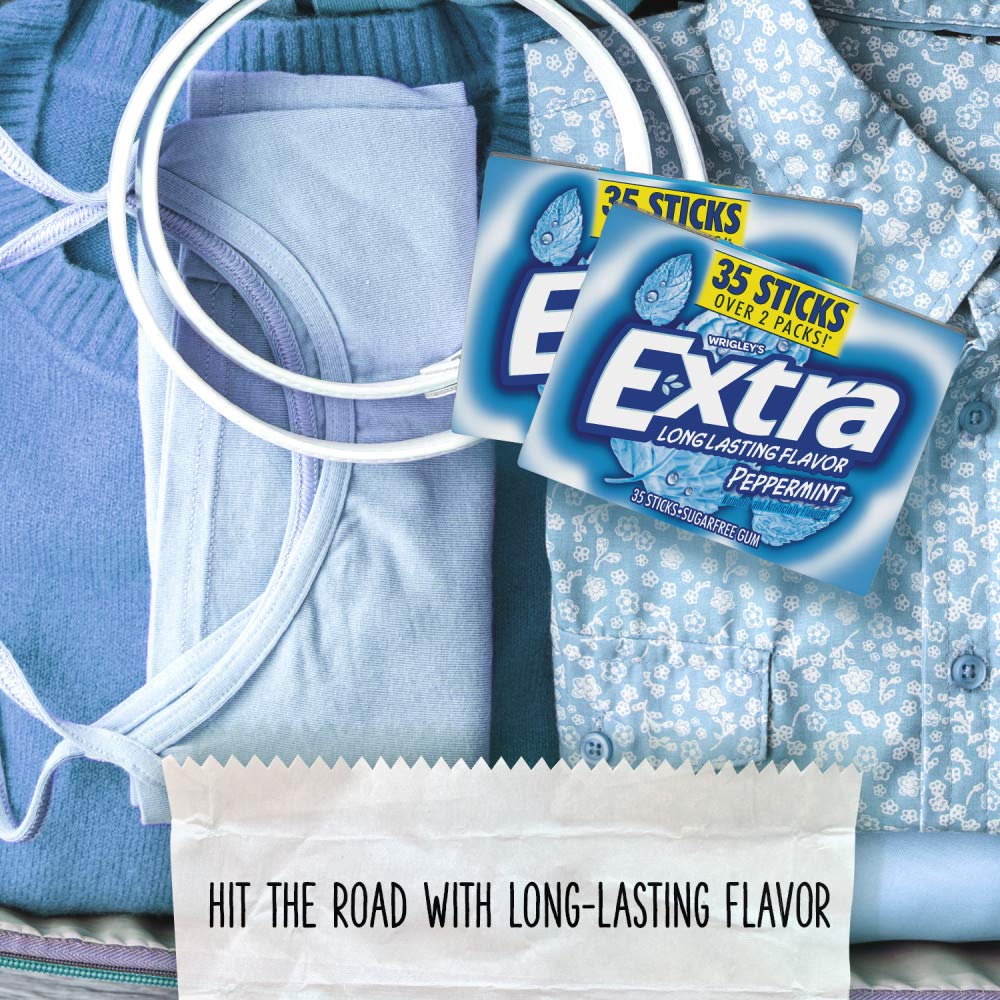 Extra Gum Peppermint, Bulk Chewing Gum Sugar-Free, Mega Pack Of 6 With 35 Sticks Each