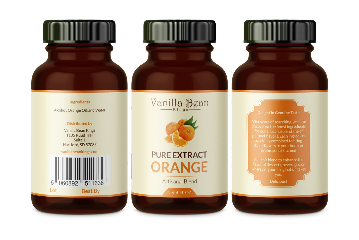 Pure Orange Extract For Baking And Flavoring - 4 Oz - Premium Quality Natural Flavors For Baked Goods, Desserts, & Cooking