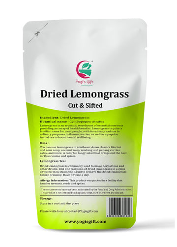 Dried Lemongrass 4 Oz | Cut And Sifted Loose Leaf | Aroma Rich Lemon Grass | By Yogi'S Gift