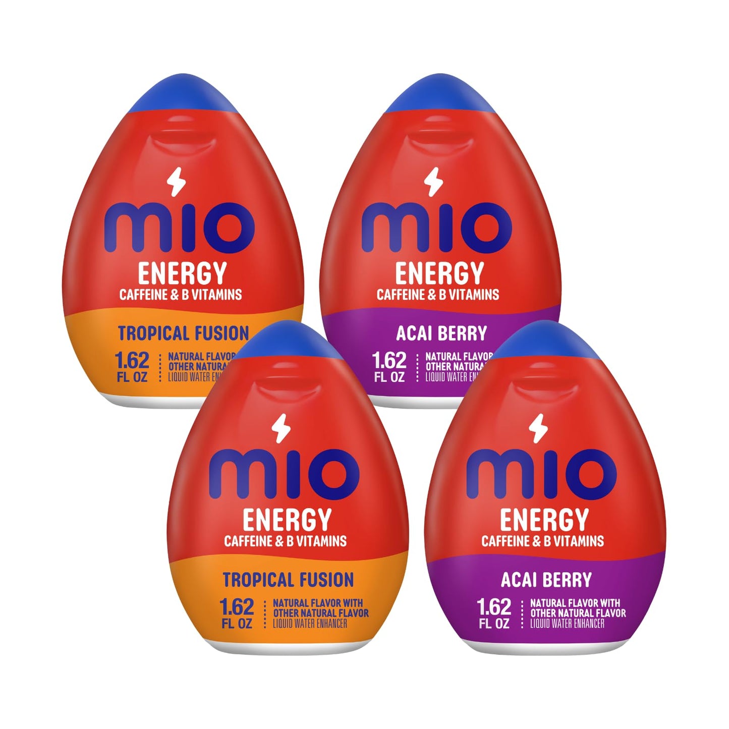 Mio Liquid Water Enhancer Energy Variety Pack (Acai Berry Storm  Tropical Fusion) - Pack Of 4