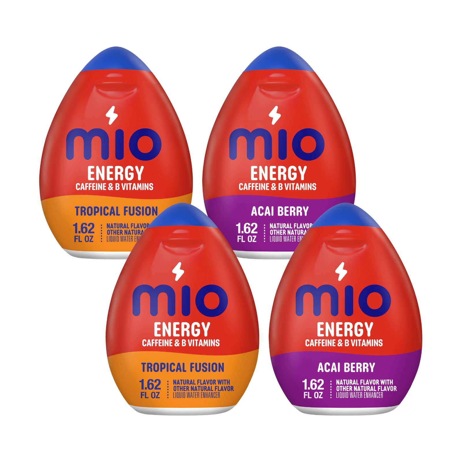 Mio Liquid Water Enhancer Energy Variety Pack (Acai Berry Storm  Tropical Fusion) - Pack Of 4