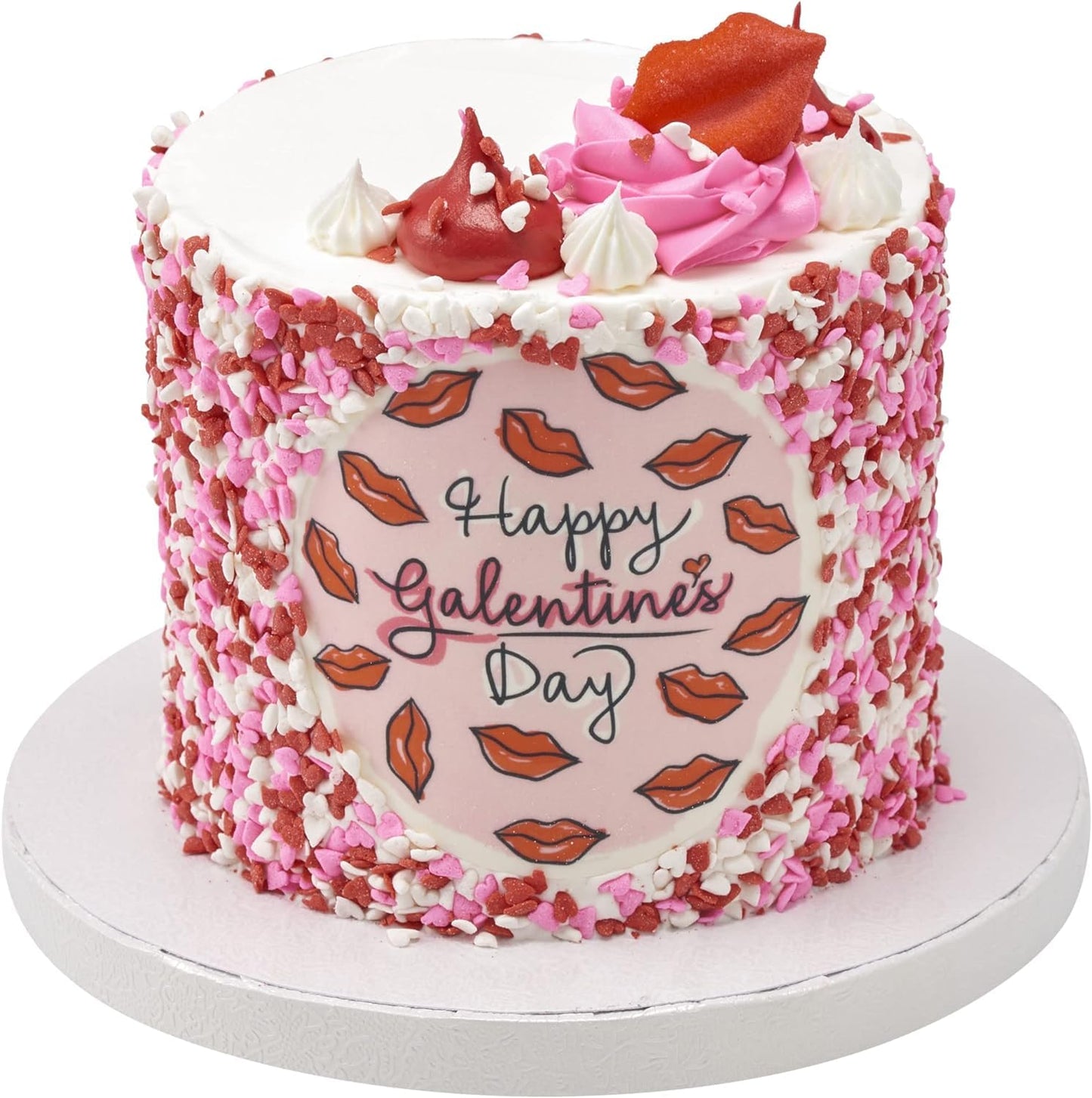 DECOPAC Valentines Day Quins, 18oz, Fancy Sprinkles In Heart Shapes, Candy Sprinkles in Handheld Container, Edible Sprinkles Fo