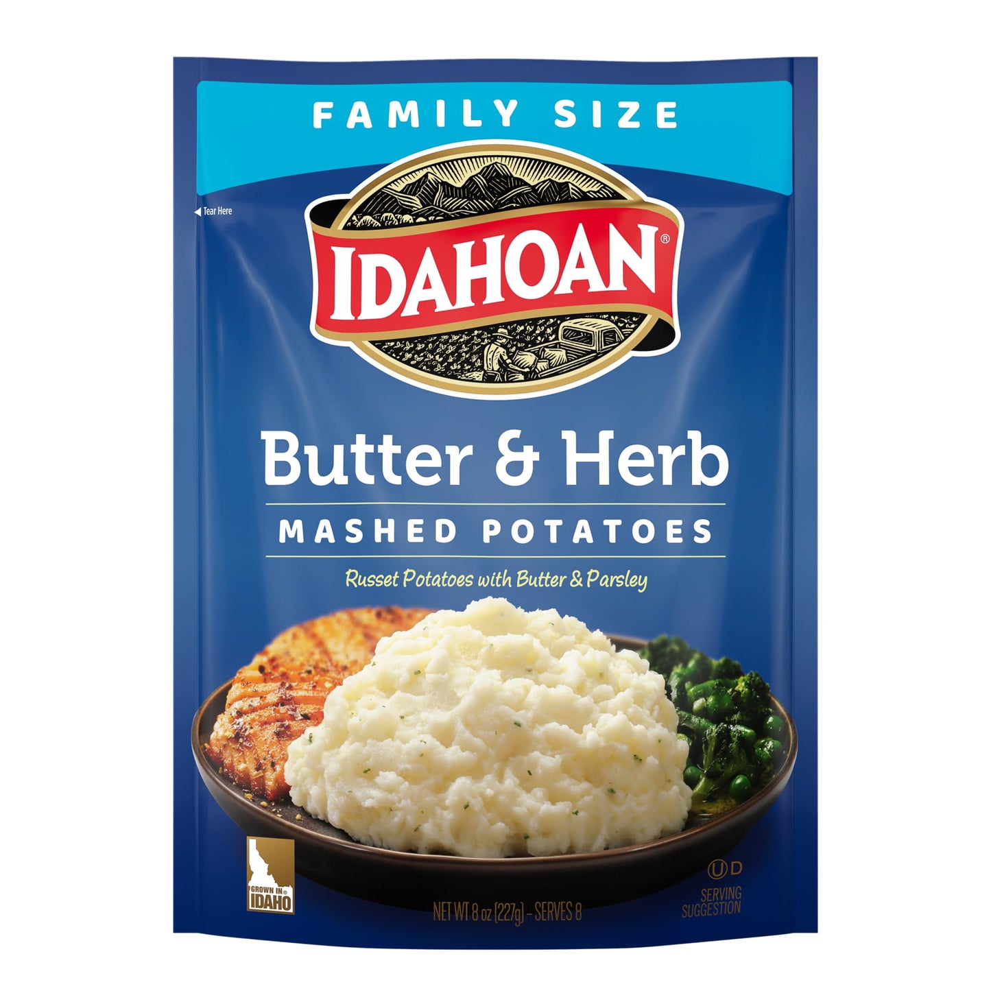 Idahoan Butter & Herb Mashed Potatoes Family Size, 8 oz (Pack of 8)