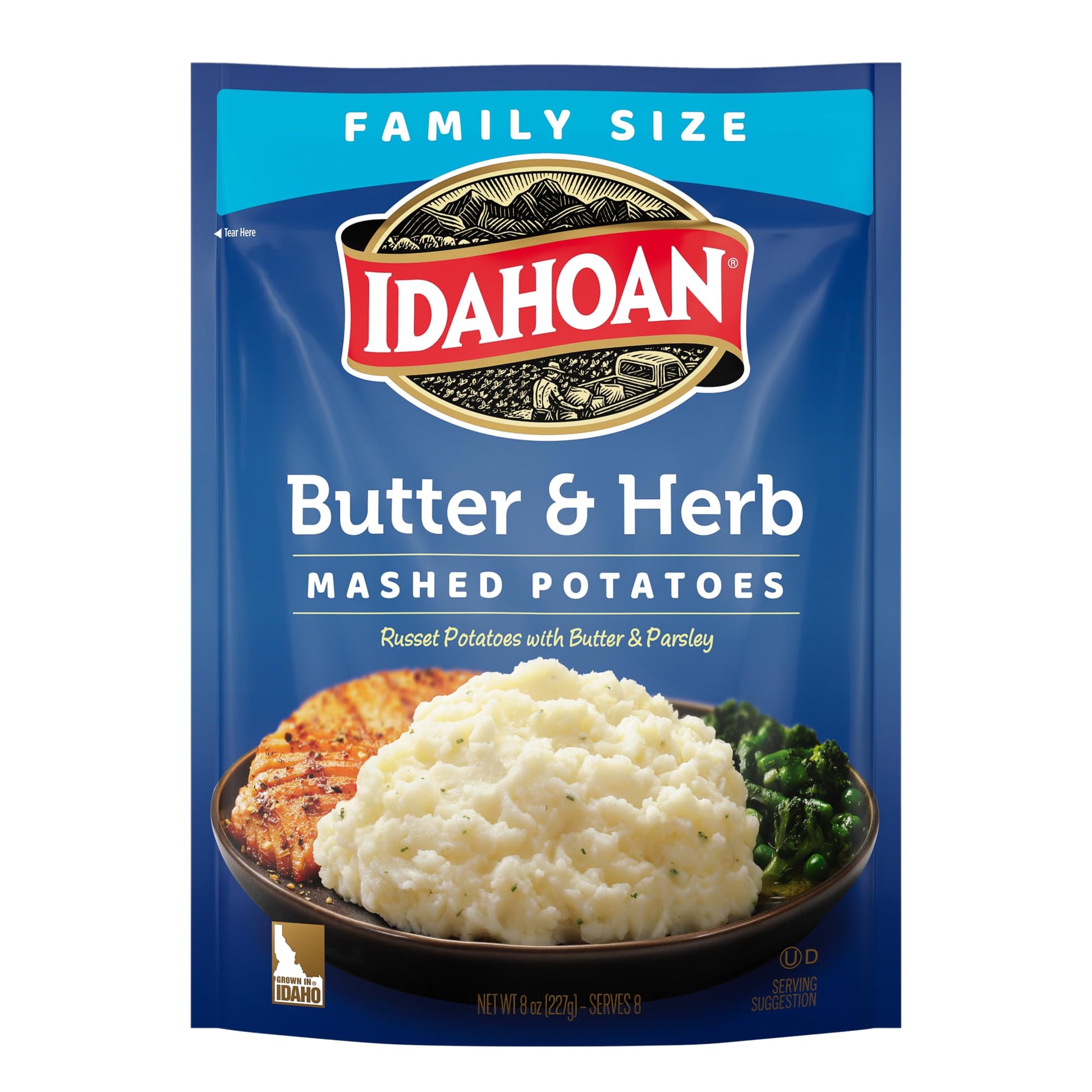 Idahoan Butter & Herb Mashed Potatoes Family Size, 8 oz (Pack of 8)