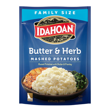 Idahoan Butter & Herb Mashed Potatoes Family Size, 8 oz (Pack of 8)