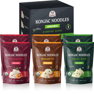 52USA Organic Konjac Shirataki Noodle, Low Carb Pasta 52.8 Oz (1500 g), Angel Hair, Fettuccine, USDA Organic Healthy Spaghetti N