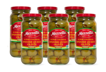 Mezzetta Super Colossal Spanish Queen Olives Pimiento Stuffed | Non-GMO, Gluten Free | 10 Ounce Drained Weight (Pack of 6)