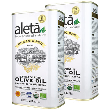 Aleta, Organic & PDO Extra Virgin Olive Oil, 2025 Gold Award, Certified Single Estate, Crete Greece, First-Cold Press, 1 Lt (33.