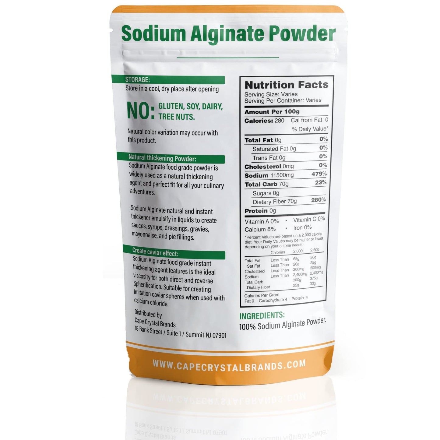 Sodium Alginate 100% Food Grade | Natural Thickening Powder & Gelling Agent For Cooking (2-Oz.)