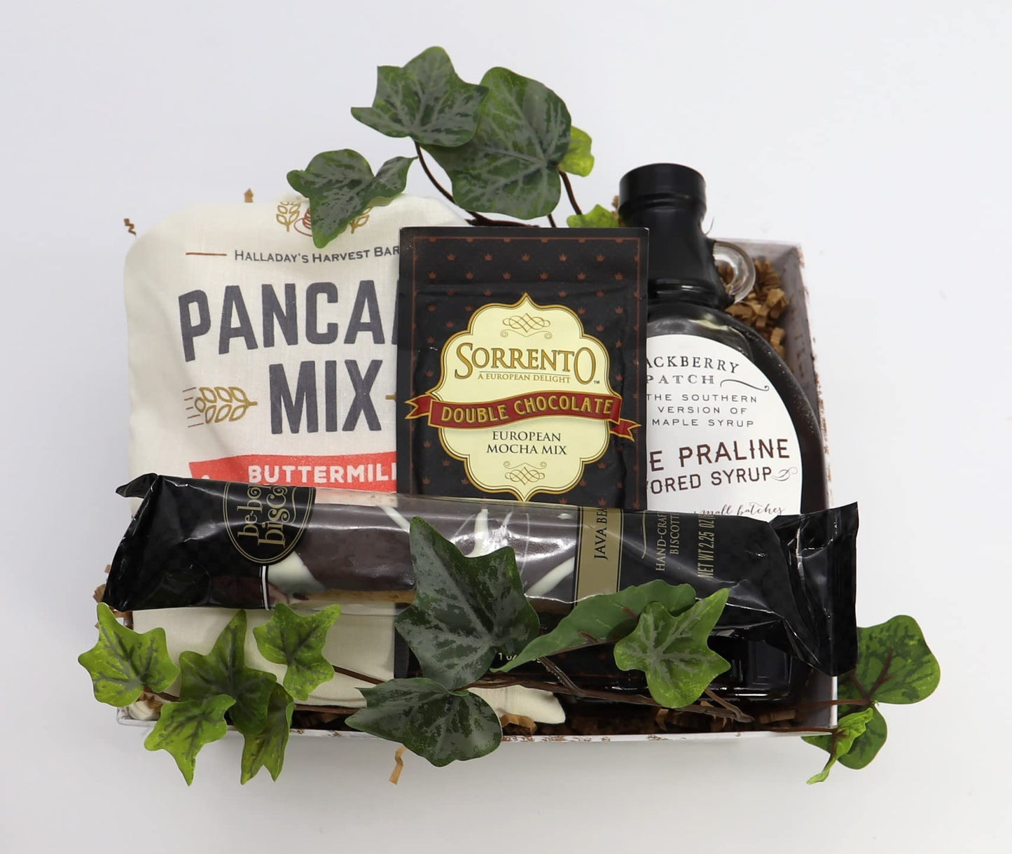 Gift Basket Village Maple Farms Gift Tray: Gourmet Pancake Mix, Biscotti, Syrup, Coffee, Perfect Breakfast Set, 9X7X4”, 3.38 Lbs
