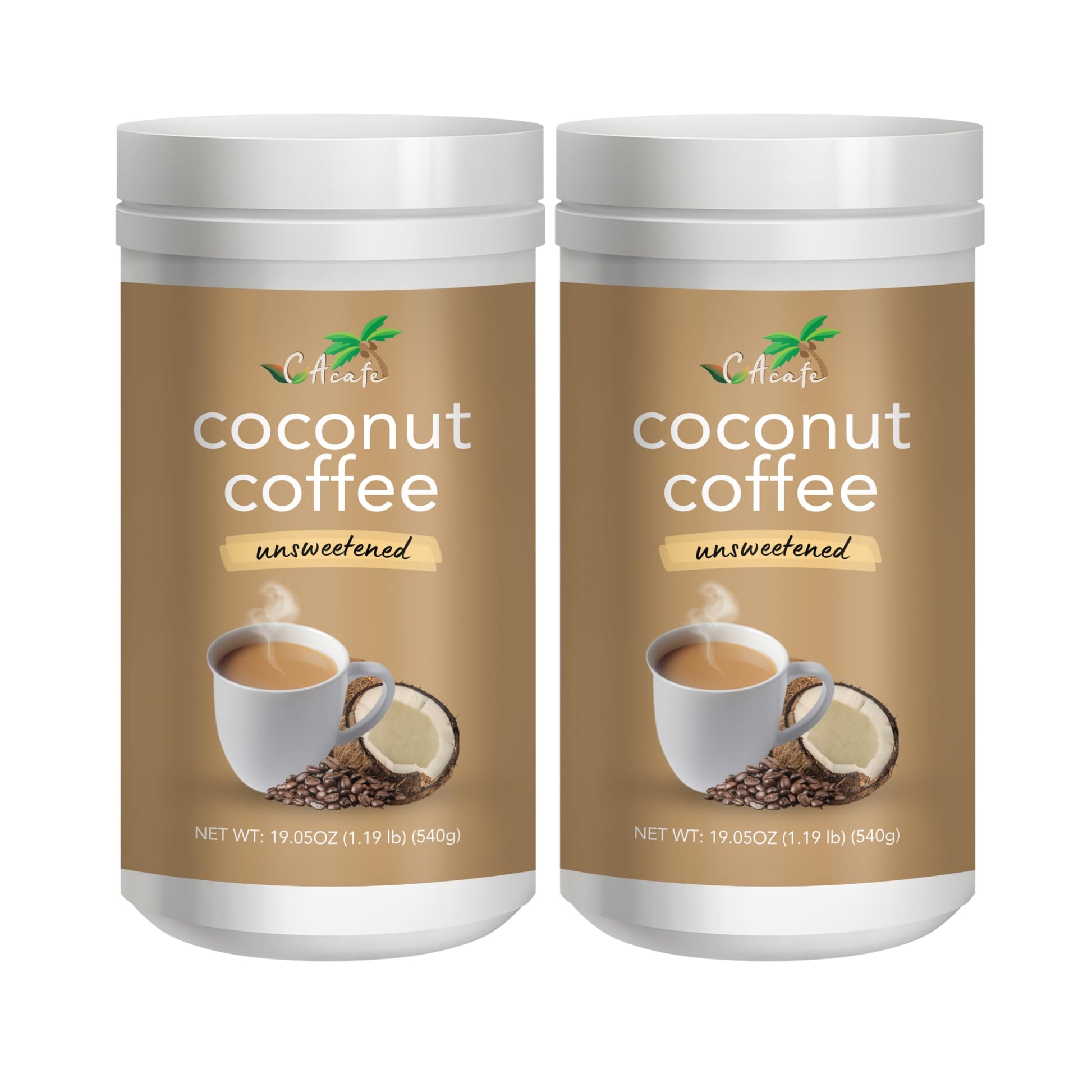 Cacafe Coconut Coffee Unsweetened, Coconut Infused Colombian Coffee, No Added Sugar, Creamy Drink Mix, Make Iced Or Hot, Packed