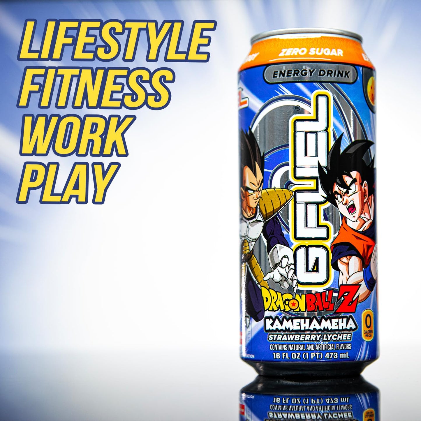 G Fuel Energy Drink, Kamehameha Strawberry Lychee Flavor, 16 oz Can, 12-Pack