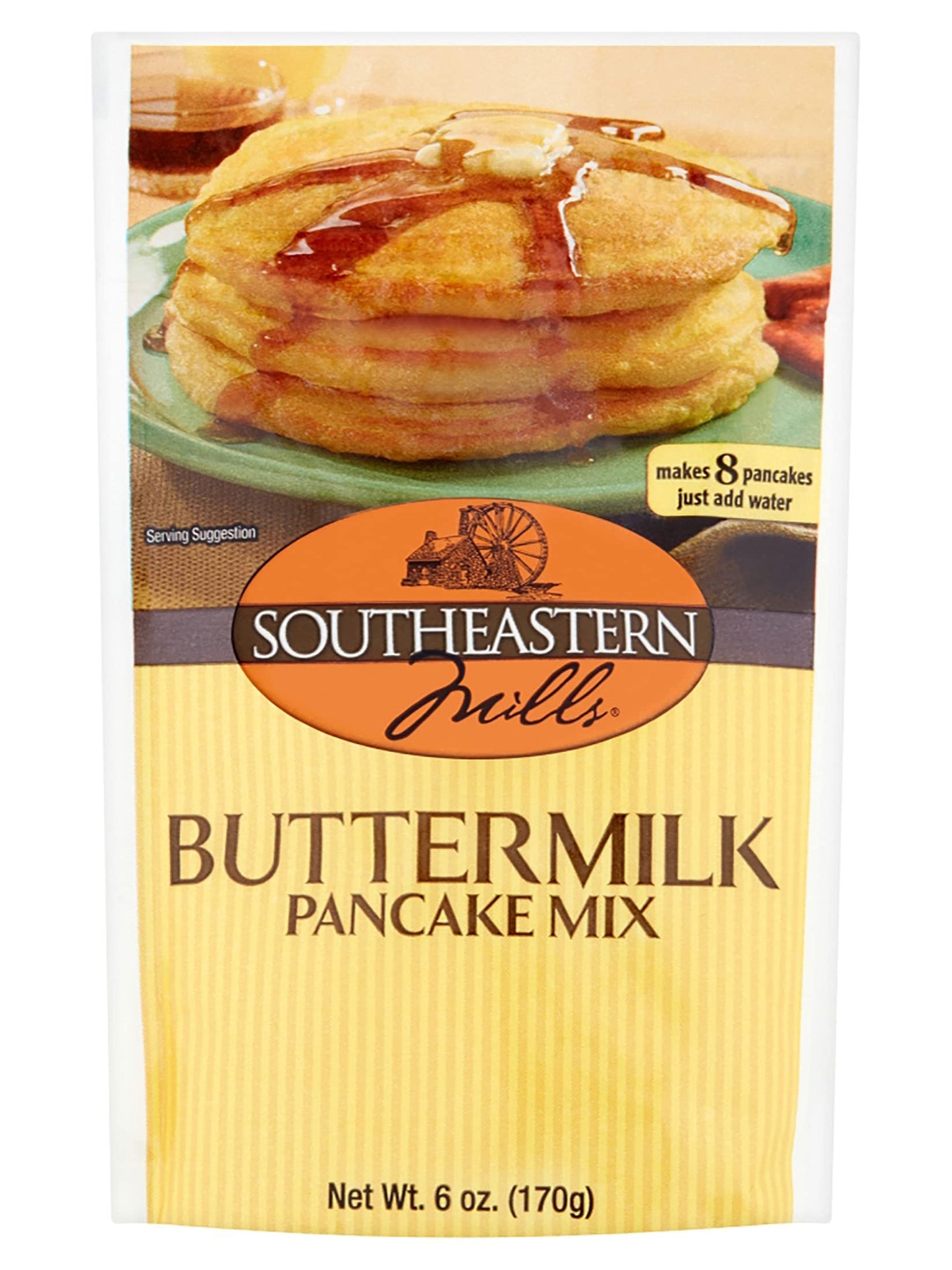 Southeastern Mills Pancake Mix, Buttermilk Pancake Mix, Makes 8 Fluffy Pancakes, Just Add Water, Also Makes Waffles, 6-Ounce Pou