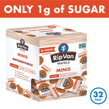Rip Van Wafels Snickerdoodle Mini Stroopwafels - Low Carb Snacks (3g Net Carbs) - Non GMO Snack - Keto Friendly - Office Snacks