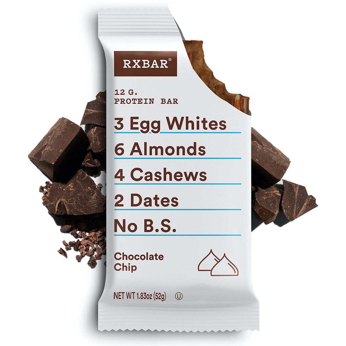 Rxbar Protein Bars, Protein Snack, Snack Bars, Chocolate Chip, 22Oz Box (12 Bars)
