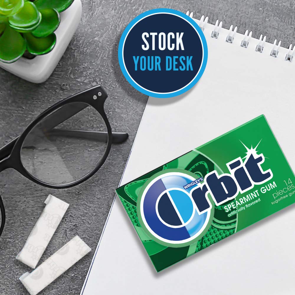 Orbit Spearmint Sugar Free Chewing Gum, 3 Packs Of 14-Pieces (42 Total Pieces)