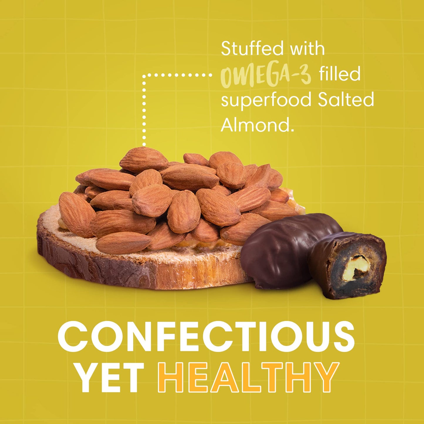 Dorrel Belgian Dark Chocolate Covered Medjool Dates Stuffed With Salted Almonds, Nutritious And Tasty Dark Chocolate Almond With