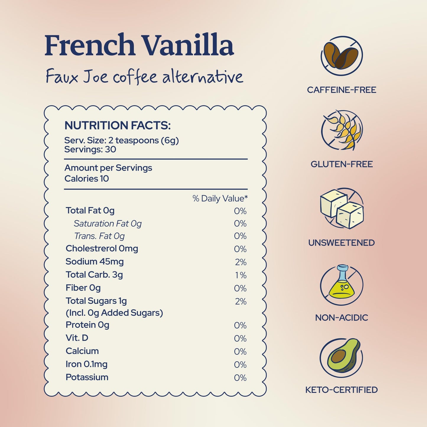 Sip Herbals Organic Coffee Alternative, French Vanilla, Caffeine Free, Chicory & Dandelion, 30 Servings