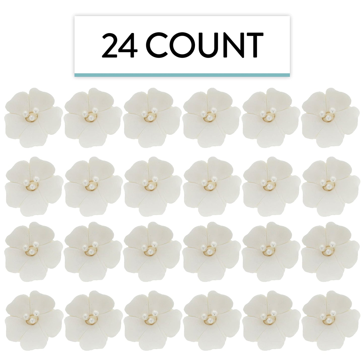 Global Sugar Art Blossom Sugar Wedding Cake Flowers With Pearl Stamens, White Unwired, 24 Count By Chef Alan Tetreault