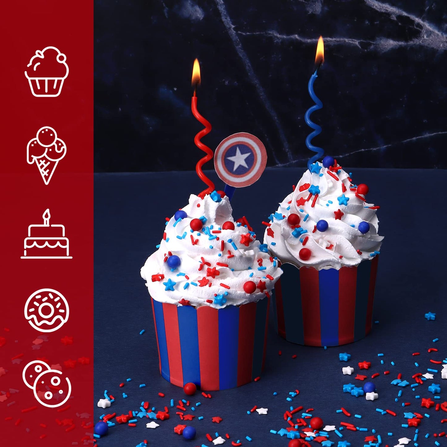 Patriotic Edible Sprinkles For Cake Decorating, 4Th Of July Independence Day Memorial Day Red White And Blue Star Pearl Sugar Sp