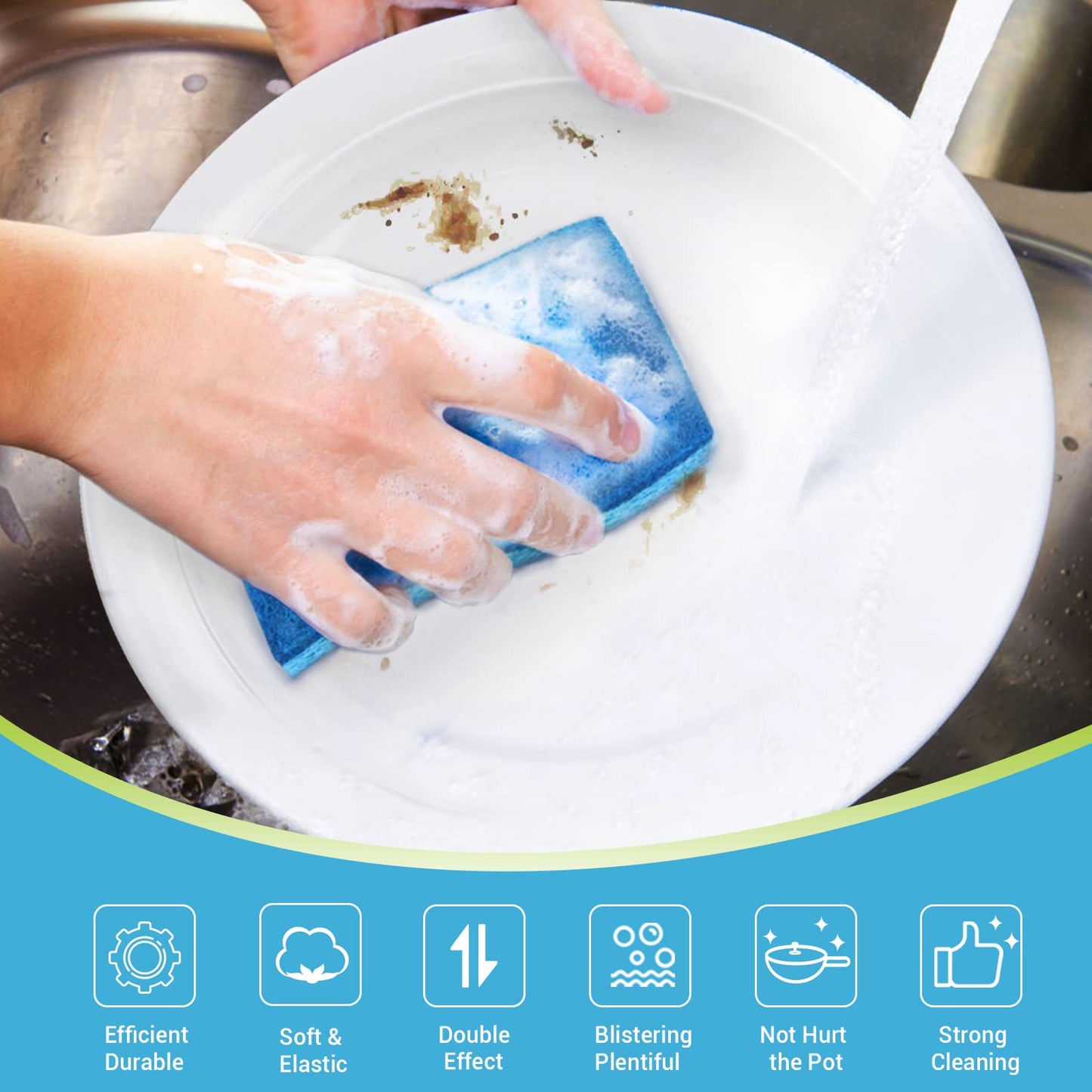 Aidea-Brite Non-Scratch Scrub Sponge-12Count, Sponges For Dishes, Cleaning Sponge, Cleans Fast Without Scratching, Stands Up To
