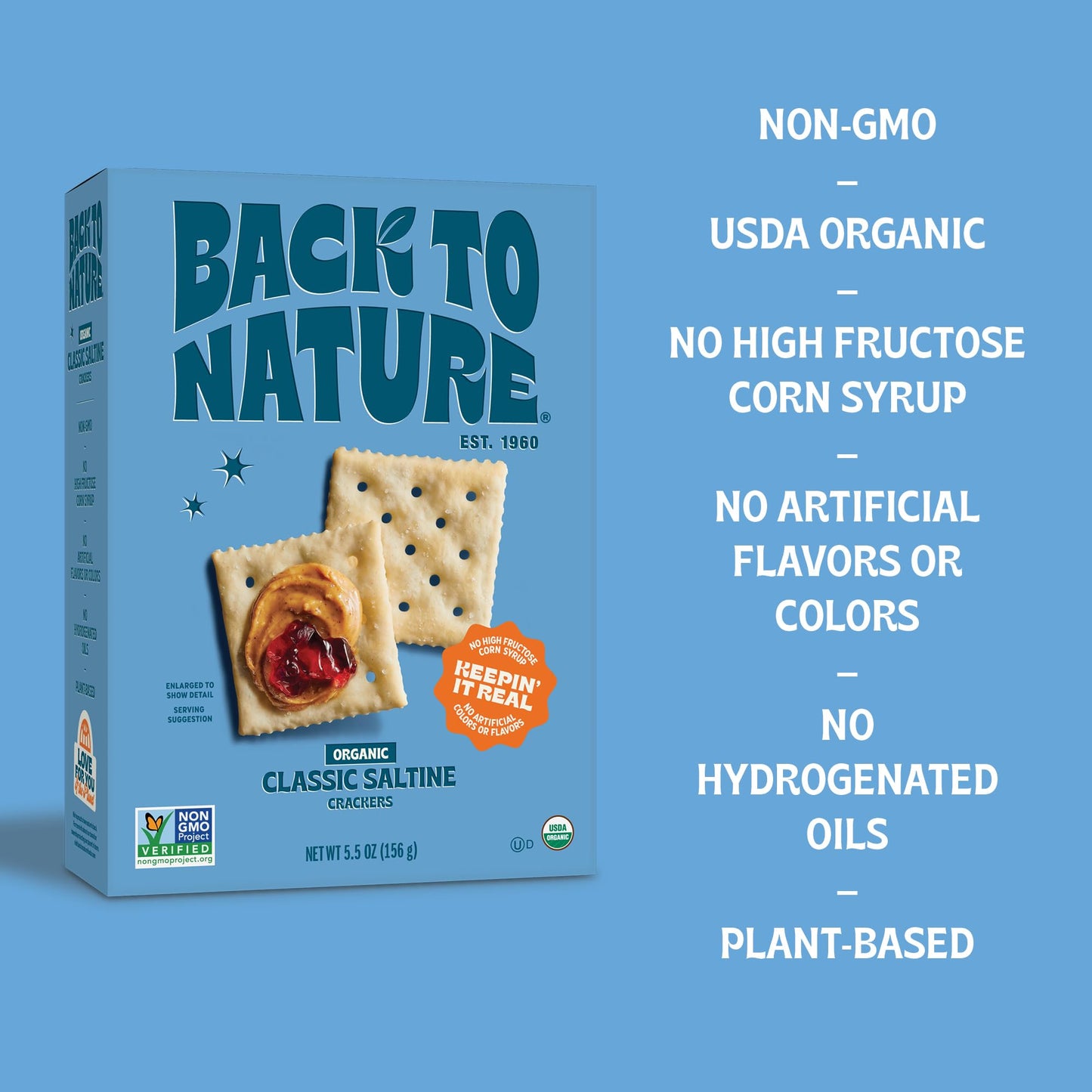 Back to Nature Organic Saltine Crackers, Non-GMO Vegan Snack, 5.5 oz Box