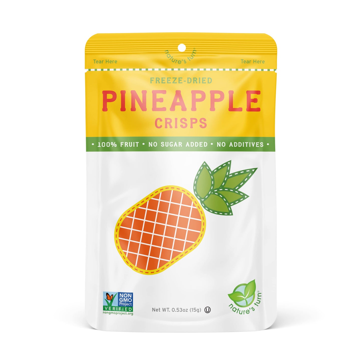 Natures Turn Freeze-Dried Fruit Snacks, Pineapple Crisps, Pack Of 6 (0.53 Oz Each)