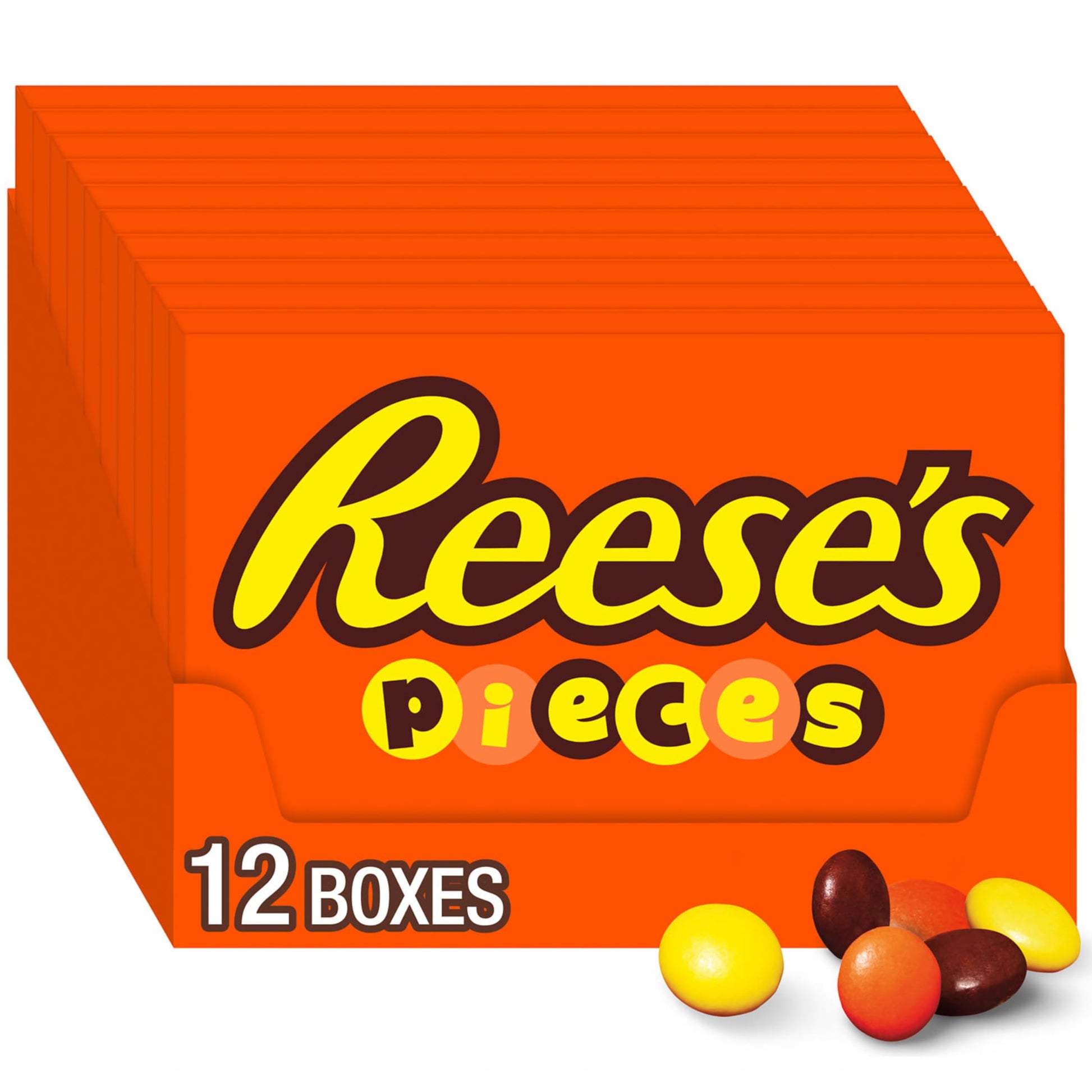 REESE S PIECES Peanut Butter in a Crunchy Shell, Candy Boxes, 4 oz (12 Count)