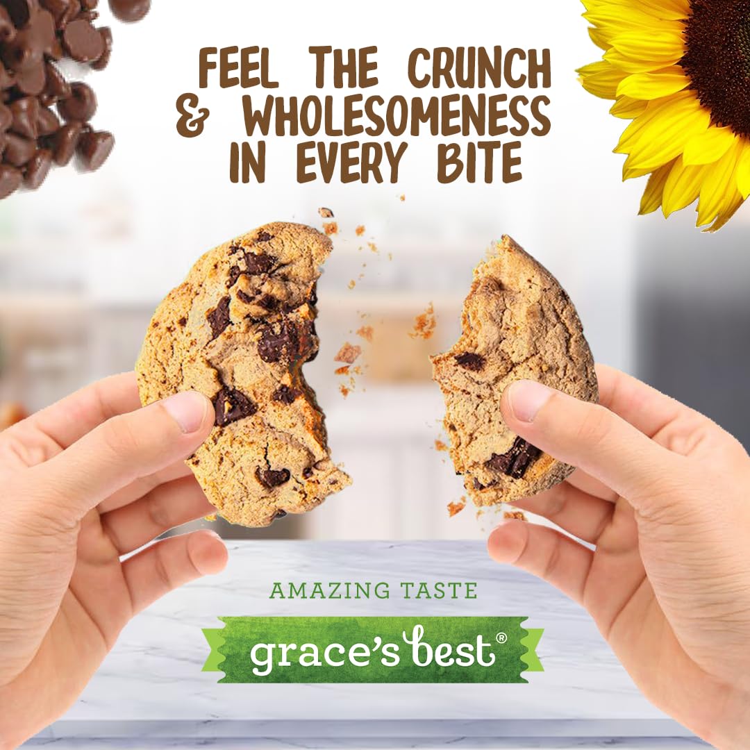 Graces Best Cookies - Sweet and Crunchy Snack - Sunflower Seeds & Chocolate Chips - Pack of 2 (12oz)