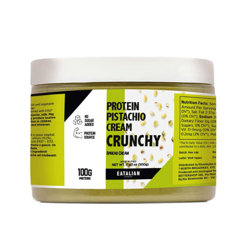 EATALIAN by AMZ BETTER Spreadable Crunchy Pistachio Protein Cream 17.63 oz/ 500 gr, Pistachio Cream with Grains, Protein Paste, 