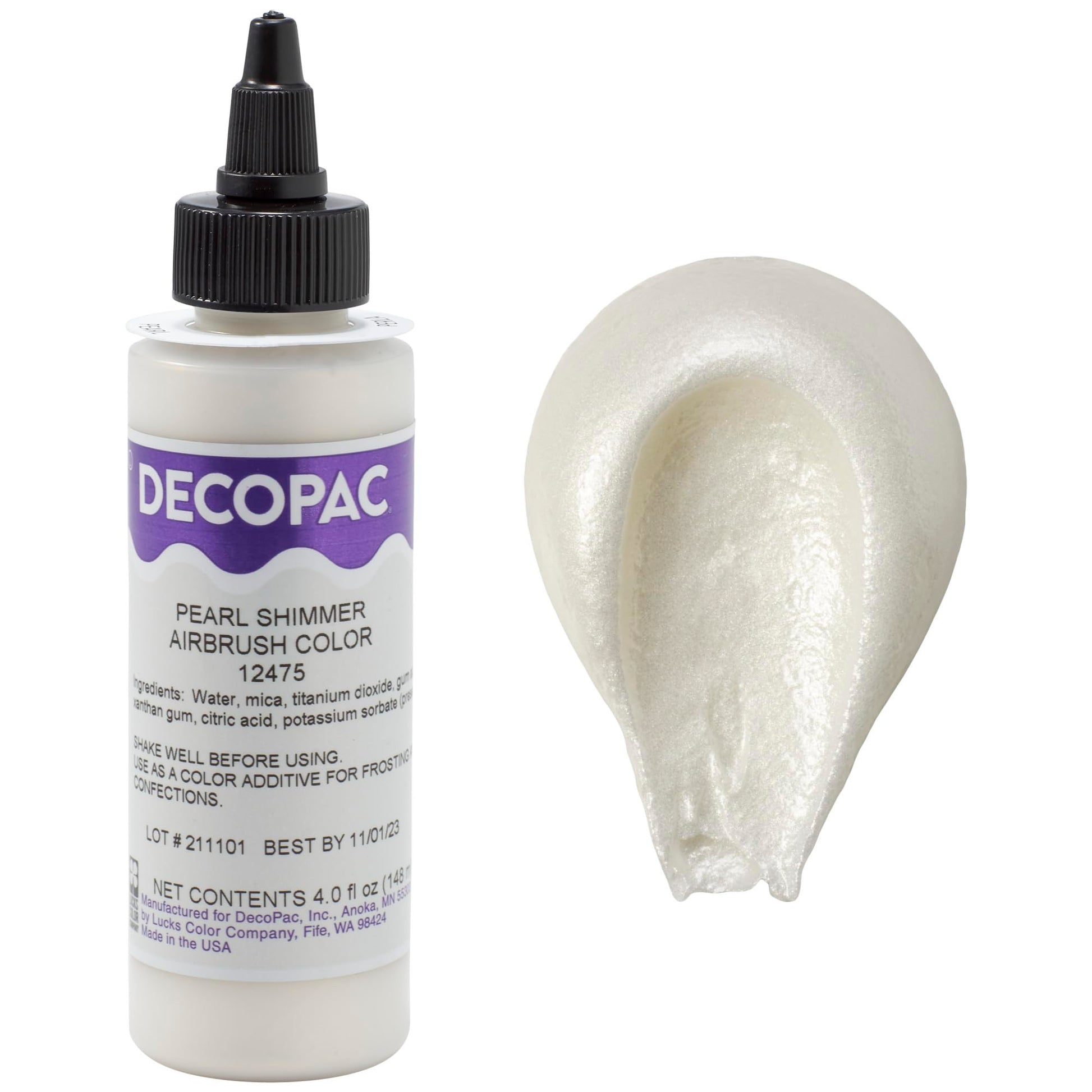 DecoPac Premium Airbrush Color, Edible Paint, 4oz, Pearl Shimmer, Model 12475