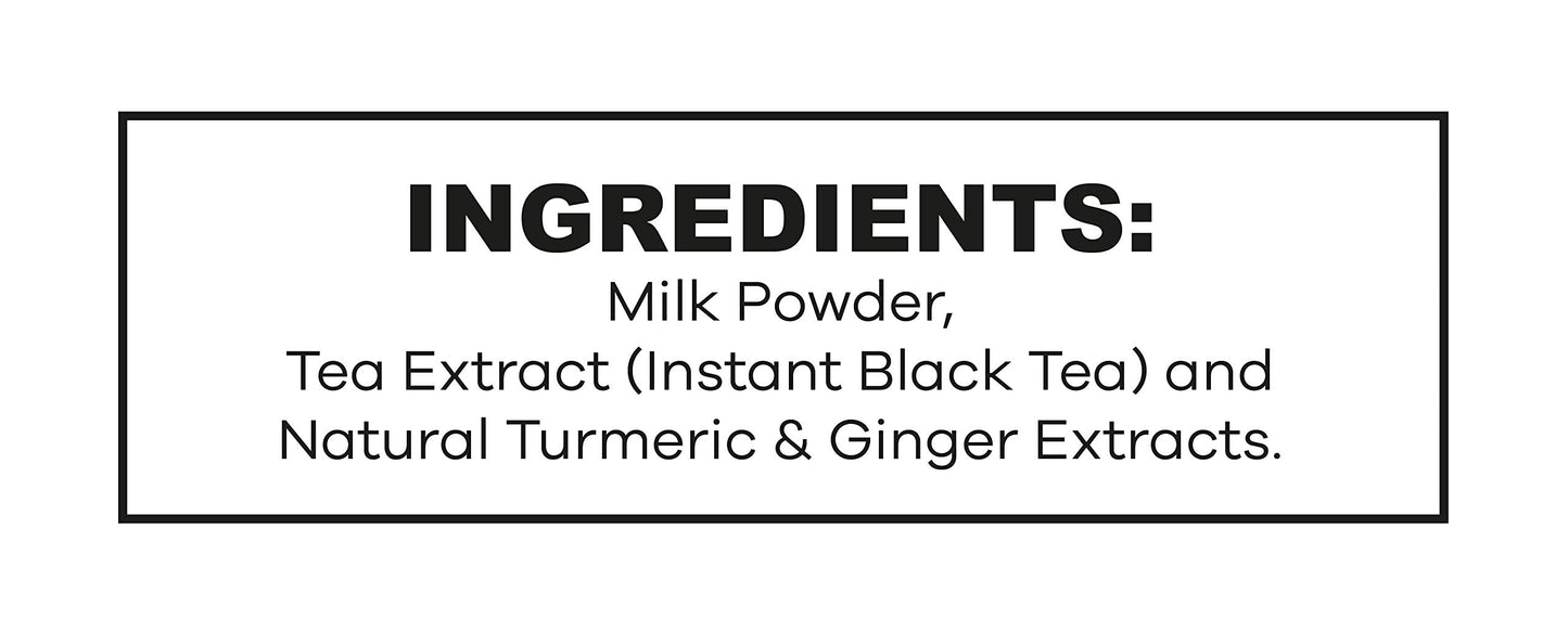 QuikTea Unsweetened Turmeric Ginger Chai Tea Latte - 10 Count Single Box - All Natural Preservative Free Authentic Instant Chai