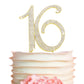 Crystal Creations 16 Cake Topper - Premium Gold Metal with Rhinestones - 1 Count