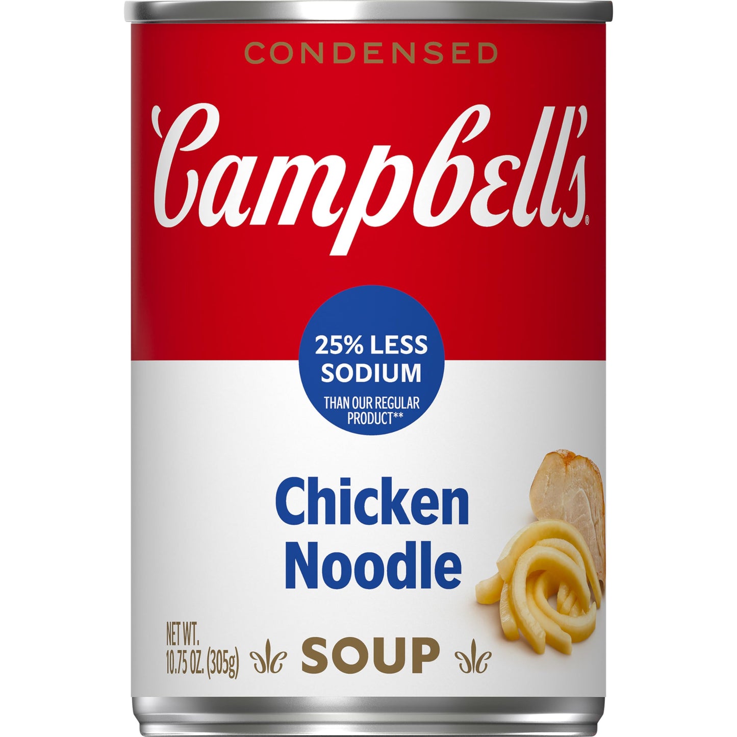 Campbell’S Condensed 25% Less Sodium Chicken Noodle Soup, 10.75 Oz Can