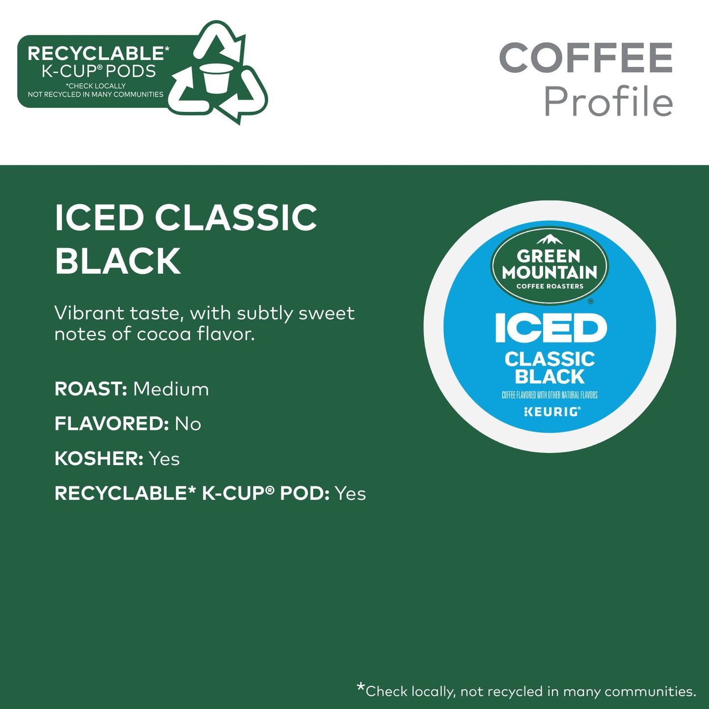 Green Mountain Coffee Roasters Brew Over Ice Classic Black, Single Serve Keurig K-Cup Pods, Medium Roast Iced Coffee, 24 Count (Pack Of 4)
