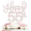 Happy 55Th Birthday Rose Gold Rhinestone Cake Topper - 55Th Birthdayanniversary,Cheers To 55 Years Old Bday Party Metal Sparkly